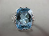 ESTATE LARGE 12.29CT DIAMOND & BLUE TOPAZ 14KT WHITE GOLD 3D FILIGREE OVAL RING