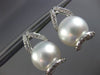 ESTATE LARGE .4CT DIAMOND & AAA SOUTH SEA PEARLS 18K WHITE GOLD HANGING EARRINGS