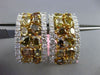 ESTATE GIA LARGE 5.82CT WHITE & FANCY INTENSE DIAMOND 18K TWO TONE GOLD EARRINGS