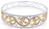 WIDE 2.30CT DIAMOND 18KT TRI COLOR GOLD MULTI LEAF FILIGREE CUFF BANGLE BRACELET
