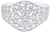 EXTRA LARGE 6.65CT DIAMOND 18KT WHITE GOLD FLORAL FILIGREE CUFF BANGLE BRACELET