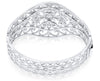 EXTRA LARGE 6.65CT DIAMOND 18KT WHITE GOLD FLORAL FILIGREE CUFF BANGLE BRACELET