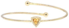 .39CT DIAMOND & AAA CITRINE 14KT YELLOW GOLD 3D ROUND & TRILLION BANGLE BRACELET