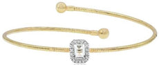 .51CT DIAMOND & AAA GREEN AMETHYST 14KT 2 TONE GOLD CRISS CROSS BANGLE BRACELET