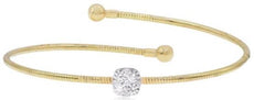 .50CT DIAMOND 18KT TWO TONE GOLD CLUSTER SQUARE CRISS CROSS FUN BANGLE BRACELET