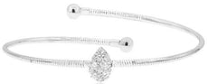 .60CT DIAMOND 18KT WHITE GOLD 3D PAVE PEAR SHAPE CRISS CROSS FUN BANGLE BRACELET