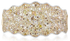 18.04CT WHITE & MULTI COLOR DIAMOND 18KT ROSE GOLD 3D COCKTAIL BANGLE BRACELET