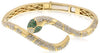 LARGE 3.36CT DIAMOND & AAA EMERALD 18KT YELLOW GOLD 3D SNAKE FUN BANGLE BRACELET