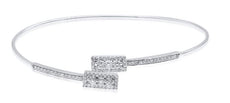 .79CT DIAMOND 18KT WHITE GOLD THREE STONE ROUND RECTANGULAR FUN BANGLE BRACELET