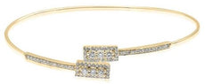 .77CT DIAMOND 18KT YELLOW GOLD 3 STONE RECTANGULAR CRISS CROSS BANGLE BRACELET