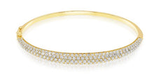 4.02CT DIAMOND 18KT YELLOW GOLD 3D ROUND MULTI ROW SEMI ETERNITY BANGLE BRACELET