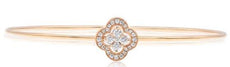 .28CT DIAMOND 18KT ROSE GOLD 3D CLASSIC 4 LEAF CLOVER FLOWER BANGLE BRACELET