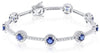 6.52CT ROUND DIAMOND & AAA SAPPHIRE 14KT WHITE GOLD HALO CLASSIC TENNIS BRACELET
