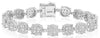 4.15CT DIAMOND 18KT WHITE GOLD 3D MULTI FLOWER CLUSTER CLASSIC TENNIS BRACELET