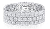 EXTRA LARGE 13.32CT DIAMOND 18KT WHITE GOLD 3D MULTI ROW CUFF TENNIS BRACELET