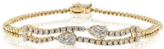 1.11CT DIAMOND 18KT YELLOW GOLD 3D DOUBLE ROW ROUND & PEAR SHAPE TENNIS BRACELET