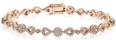 1.50CT DIAMOND 18KT ROSE GOLD 3D CLUSTER ROUND INFINITY LOVE TENNIS BRACELET