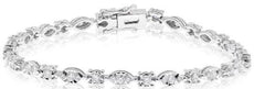 1.15CT ROUND & MARQUISE DIAMOND 14KT WHITE GOLD 3D SHAPE CLASSIC TENNIS BRACELET