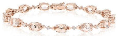10.02CT DIAMOND & AAA MORGANITE 14KT ROSE GOLD 3D ROUND & OVAL TENNIS BRACELET