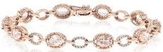4.29CT DIAMOND & AAA MORGANITE 18KT ROSE GOLD ROUND & OVAL FUN TENNIS BRACELET