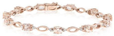 5.65CT DIAMOND & AAA MORGANITE 14KT ROSE GOLD ROUND & OVAL FUN TENNIS BRACELET
