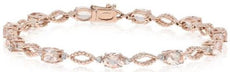 5.80CT DIAMOND & AAA MORGANITE 14KT ROSE GOLD ROUND & OVAL LOVE TENNIS BRACELET