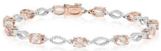 6.08CT DIAMOND & AAA MORGANITE 14KT WHITE & ROSE GOLD 3D ROUND & OVAL BRACELET