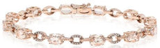 6.23CT DIAMOND & AAA MORGANITE 14KT ROSE GOLD ROUND & OVAL FUN TENNIS BRACELET