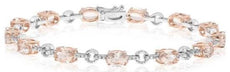 7.05CT DIAMOND & AAA MORGANITE 14KT WHITE & ROSE GOLD ROUND & OVAL FUN BRACELET