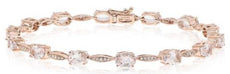 5.44CT DIAMOND & AAA MORGANITE 14KT ROSE GOLD ROUND & OVAL FUN TENNIS BRACELET