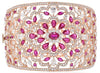 EXTRA LARGE 23.51CT DIAMOND & AAA RUBY 18K ROSE GOLD FLOWER CUFF BANGLE BRACELET