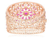 EXTRA LARGE 23.51CT DIAMOND & AAA RUBY 18K ROSE GOLD FLOWER CUFF BANGLE BRACELET