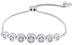 .51CT DIAMOND 14K WHITE GOLD ROUND BEZEL FLEXIBLE ADJUSTABLE FUN TENNIS BRACELET