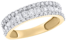 .95CT DIAMOND 14KT YELLOW GOLD 3D 3 ROW SEMI ETERNITY WEDDING ANNIVERSARY RING
