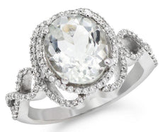 2.81CT DIAMOND & AAA GREEN AMETHYST 14KT WHITE GOLD OVAL & ROUND INFINITY RING