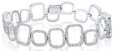 2.04CT DIAMOND 14KT WHITE GOLD 3D OPEN SQUARE RECTANGULAR FUN TENNIS BRACELET