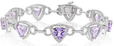 11.88CT DIAMOND & AAA AMETHYST 14KT WHITE GOLD TRILLION HALO FUN TENNIS BRACELET