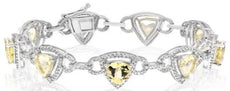 12.29CT DIAMOND & AAA LEMON QUARTZ 14KT WHITE GOLD TRILLION HALO TENNIS BRACELET