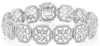 LARGE .48CT ROUND DIAMOND 14KT WHITE GOLD 3D MULTI FLOWER SQUARE TENNIS BRACELET