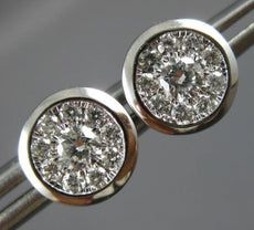 ESTATE LARGE .50CT DIAMOND 14K WHITE GOLD 3D ROUND SOLITAIRE BEZEL STUD EARRINGS