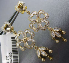 ESTATE LARGE .50CT DIAMOND 14KT YELLOW GOLD FOUR LEAF CLOVER CHANDELIER EARRINGS