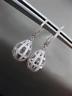 ESTATE LARGE .30CT DIAMOND 14KT WHITE GOLD 3D TEAR DROP BASKET HANGING EARRINGS