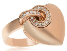 ESTATE .11CT DIAMOND 18KT ROSE GOLD 3D HEART SHAPE LOVE KNOT LOVE RING