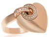 ESTATE .11CT DIAMOND 18KT ROSE GOLD 3D HEART SHAPE LOVE KNOT LOVE RING