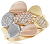 ESTATE WIDE .41CT DIAMOND 18KT TRI COLOR GOLD 3D CLUSTER MULTI LEAF FUN RING