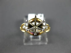 ESTATE .15CT DIAMOND 14KT 2 TONE GOLD 3D FLOWER SEMI MOUNT ENGAGEMENT RING #1475