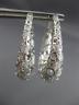 ESTATE LARGE & WIDE .50CT DIAMOND 14KT WHITE GOLD FILIGREE HOOP HANGING EARRINGS