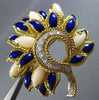 ANTIQUE LARGE .28CT MULTI GEM 18KT TWO TONE GOLD FLOWER LEAF PEACOCK BROOCH PIN