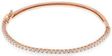 1.93CT DIAMOND 18KT ROSE GOLD 3D CLASSIC ROUND SEMI ETERNITY FUN BANGLE BRACELET