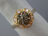 ESTATE .45CT WHITE & CHOCOLATE FANCY DIAMOND 14KT ROSE GOLD 3D FLOWER STAR RING